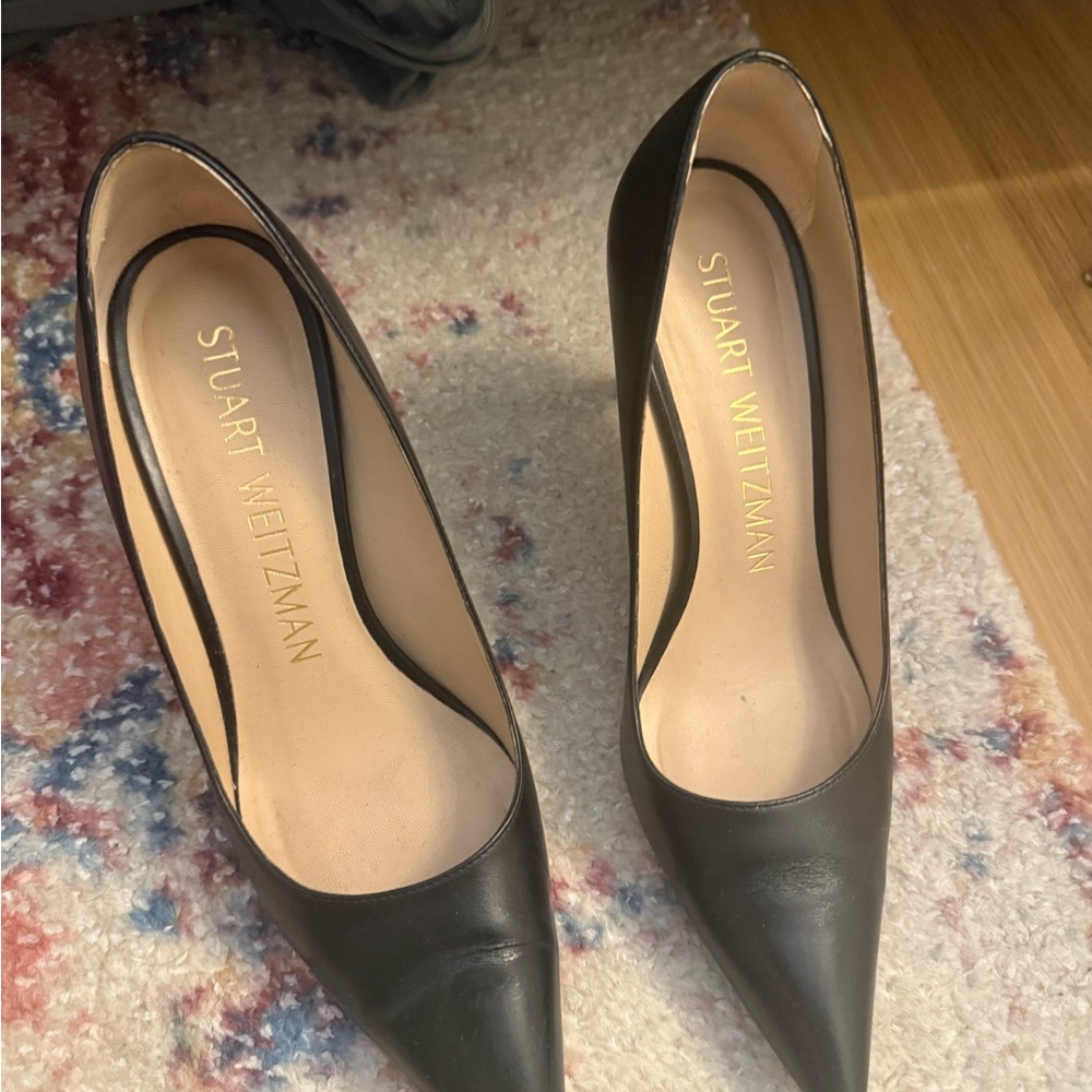 Stuart Weitzman Black Leather Heels